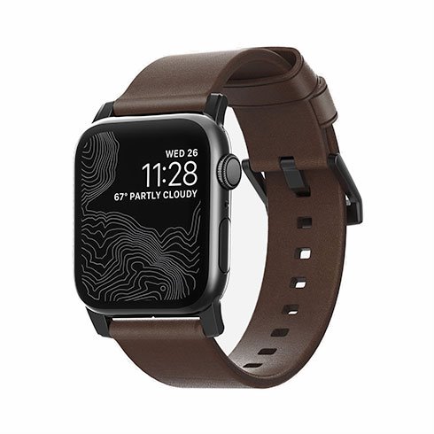 Nomad kožený remienok pre Apple Watch 44-49mm - Modern Brown/Black Hardware