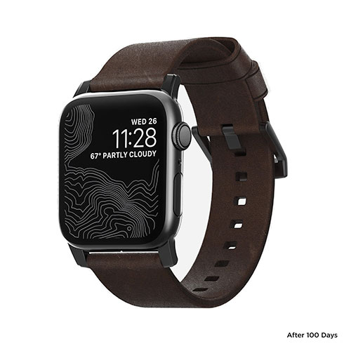 Nomad kožený remienok pre Apple Watch 44-49mm - Modern Brown/Black Hardware