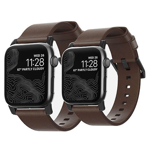 Nomad kožený remienok pre Apple Watch 44-49mm - Modern Brown/Black Hardware