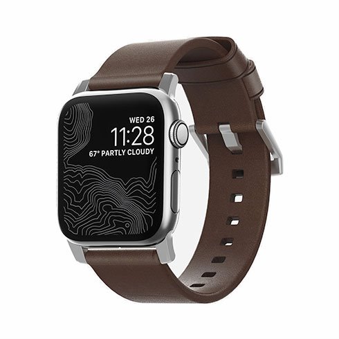 Nomad kožený remienok pre Apple Watch 44-49mm - Modern Brown/Silver Hardware