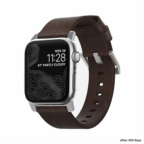 Nomad kožený remienok pre Apple Watch 44-49mm - Modern Brown/Silver Hardware
