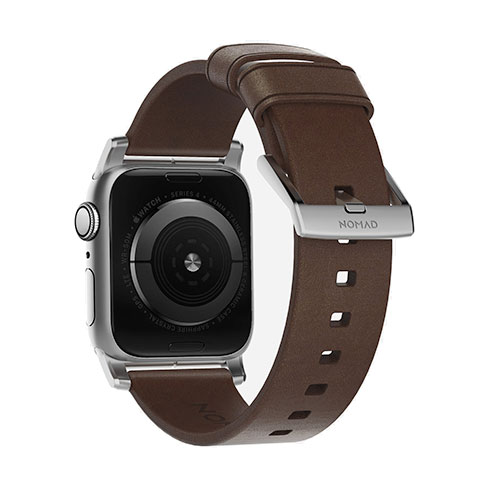 Nomad kožený remienok pre Apple Watch 44-49mm - Modern Brown/Silver Hardware