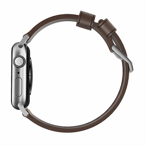 Nomad kožený remienok pre Apple Watch 44-49mm - Modern Brown/Silver Hardware