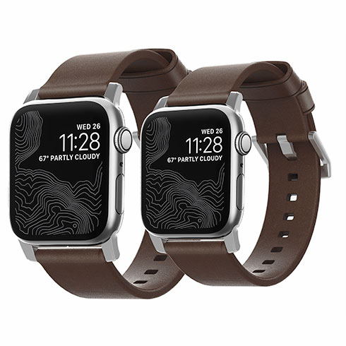 Nomad kožený remienok pre Apple Watch 44-49mm - Modern Brown/Silver Hardware