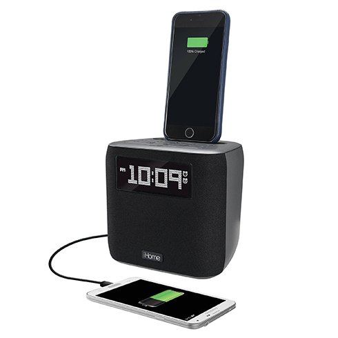 iHome Dual Alarm FM Clock Radio with Lightning Connector - Gunmetal