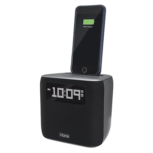 iHome Dual Alarm FM Clock Radio with Lightning Connector - Gunmetal