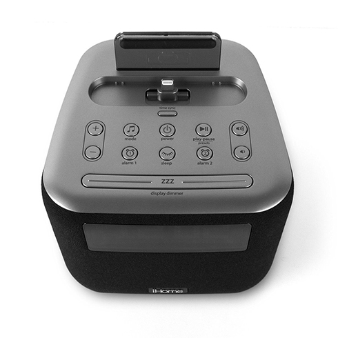 iHome Dual Alarm FM Clock Radio with Lightning Connector - Gunmetal