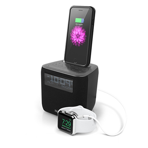 iHome Dual Alarm FM Clock Radio with Lightning Connector - Gunmetal