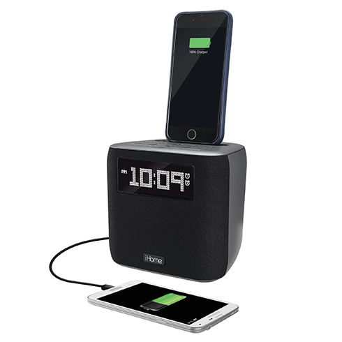 iHome Dual Alarm FM Clock Radio with Lightning Connector - Gunmetal