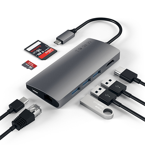 Satechi USB-C Multiport adaptér 4K 8ports V2 - Space Gray Aluminium