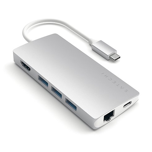 Satechi USB-C Multiport adaptér 4K 8ports V2 - Silver Aluminium