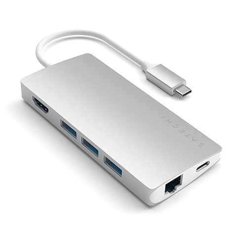 Satechi USB-C Multiport adaptér 4K 8ports V2 - Silver Aluminium