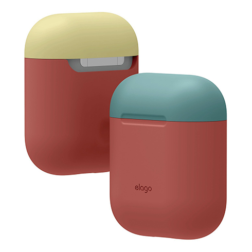 Elago Airpods Silicone Duo Case - Italian Rose/Coral Blue, Yellow
