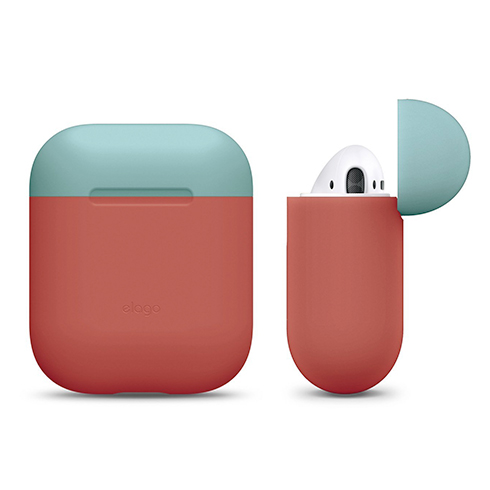 Elago Airpods Silicone Duo Case - Italian Rose/Coral Blue, Yellow