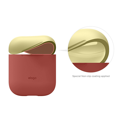 Elago Airpods Silicone Duo Case - Italian Rose/Coral Blue, Yellow
