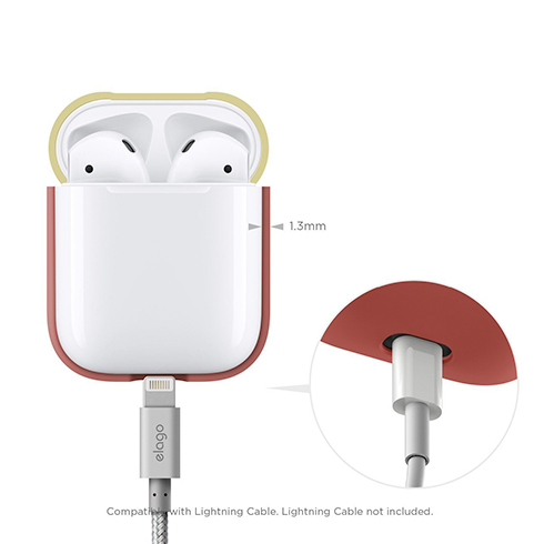 Elago Airpods Silicone Duo Case - Italian Rose/Coral Blue, Yellow