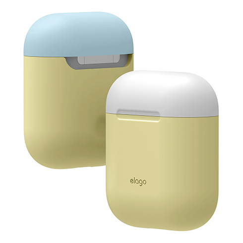 Elago Airpods Silicone Duo Case - Yellow/ White, Pastel Blue