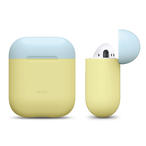 Elago Airpods Silicone Duo Case - Yellow/ White, Pastel Blue