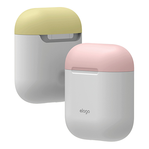 Elago Airpods Silicone Duo Case - White/ Pink, Yellow