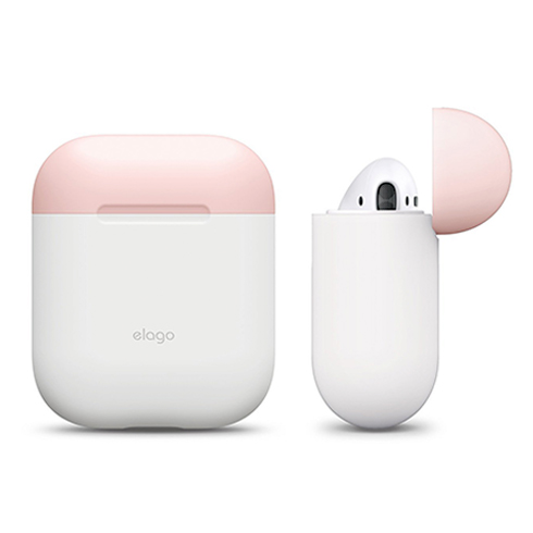 Elago Airpods Silicone Duo Case - White/ Pink, Yellow