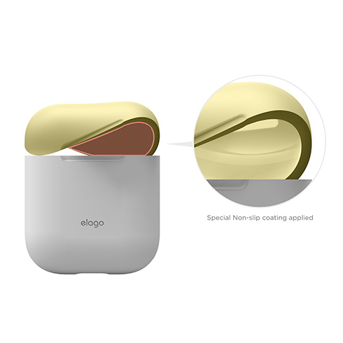 Elago Airpods Silicone Duo Case - White/ Pink, Yellow