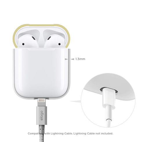 Elago Airpods Silicone Duo Case - White/ Pink, Yellow
