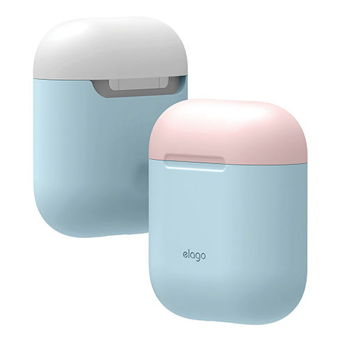 Elago Airpods Silicone Duo Case-Pastel Blue/Pink, White