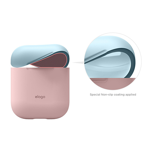 Elago Airpods Silicone Duo Case - Pink/ White, Pastel Blue