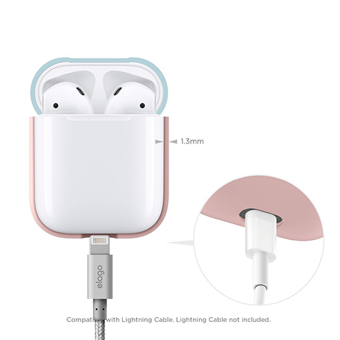 Elago Airpods Silicone Duo Case - Pink/ White, Pastel Blue