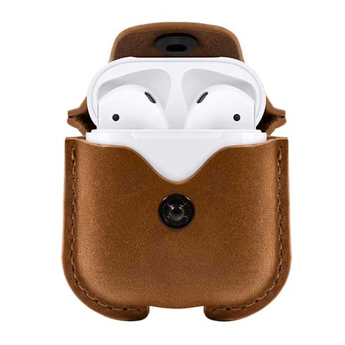 TwelveSouth AirSnap Leather Case pre Apple Airpods - Cognac