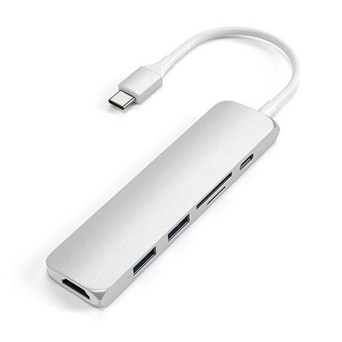 Satechi USB-C Slim Multipor adaptér V2-Silver Aluminium