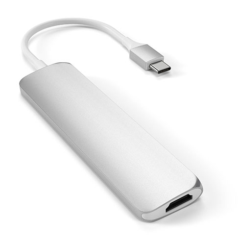 Satechi USB-C Slim Multipor adaptér V2-Silver Aluminium