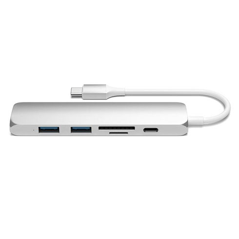 Satechi USB-C Slim Multipor adaptér V2-Silver Aluminium