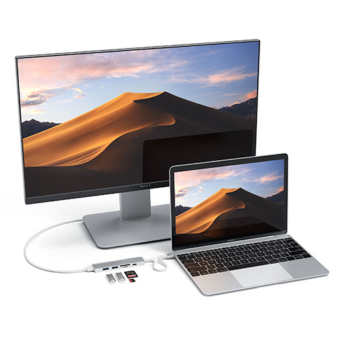 Satechi USB-C Slim Multipor adaptér V2-Silver Aluminium