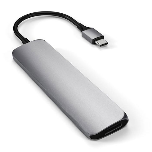 Satechi USB-C Slim Multiport adaptér V2 - Space Gray Aluminium