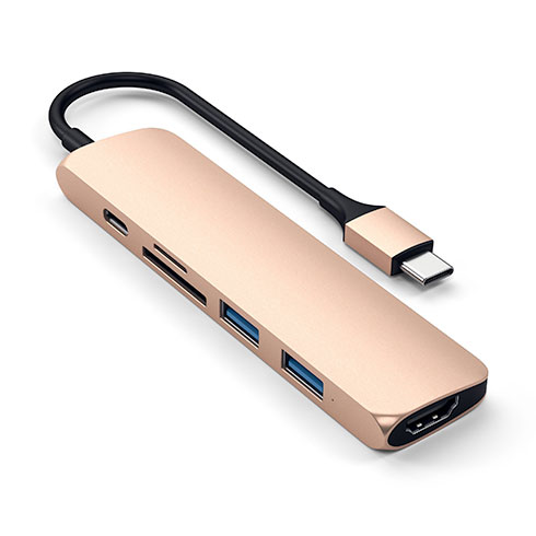 Satechi USB-C Slim Multiport adaptér V2 - Gold Aluminium
