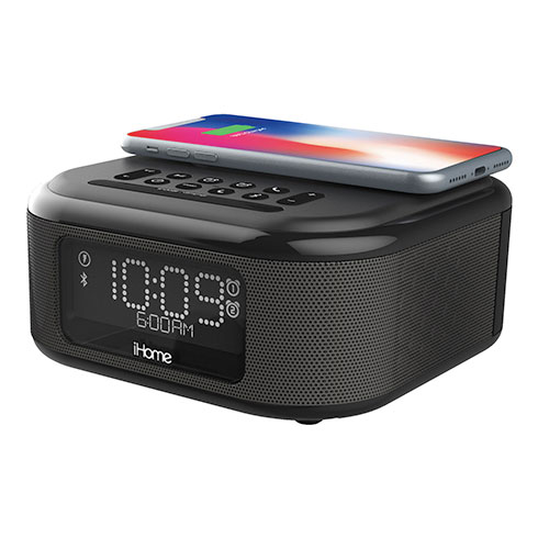 iHome Dual Alarm Clock iBTW23B with Qi Wireles Charging Black reproduktor