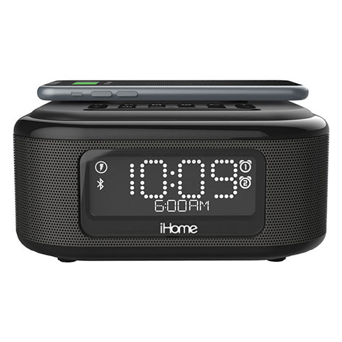 iHome Dual Alarm Clock iBTW23B with Qi Wireles Charging Black reproduktor