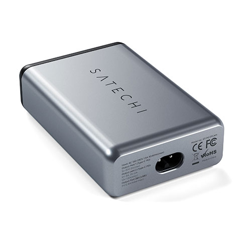 Satechi USB-C 75W Dual Power Delivery Travel Charger - Space Gray