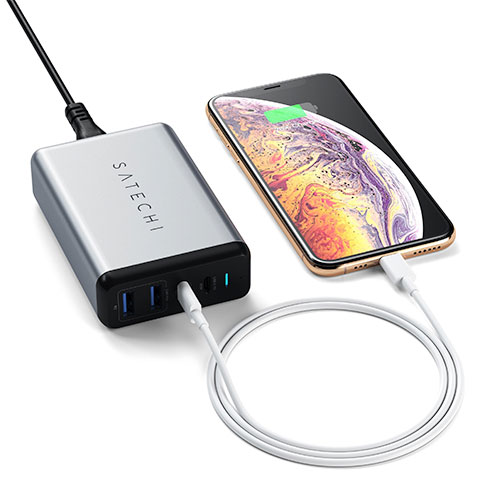 Satechi USB-C 75W Dual Power Delivery Travel Charger - Space Gray