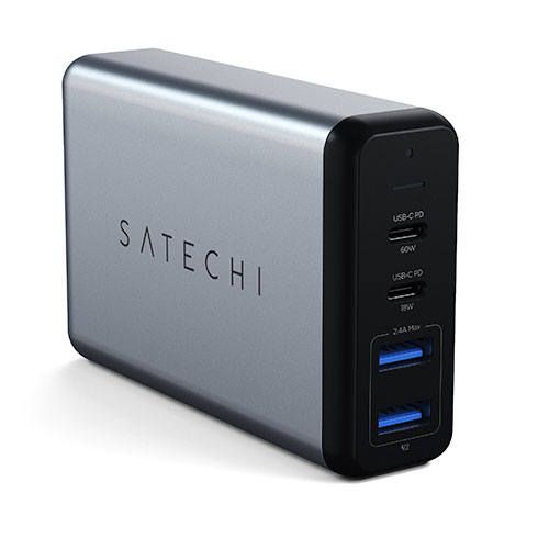 Satechi USB-C 75W Dual Power Delivery Travel Charger - Space Gray