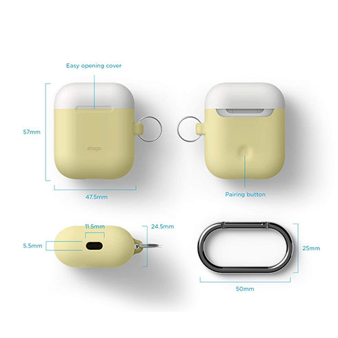 Elago Airpods Silicone Duo Hang Case - Yellow/ White, Pastel Blue