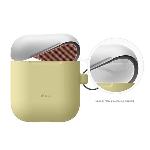 Elago Airpods Silicone Duo Hang Case - Yellow/ White, Pastel Blue