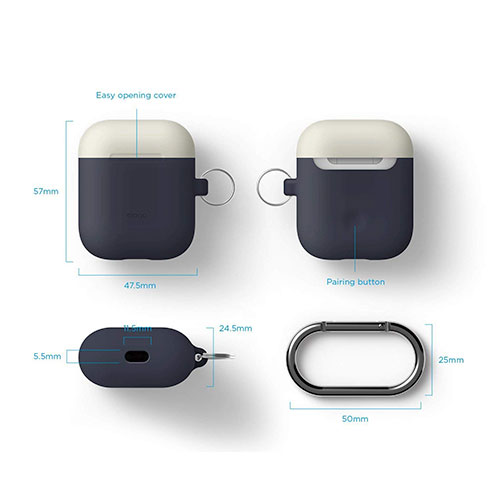 Elago Airpods Silicone Duo Hang Case-Jeans Indigo/White, Yellow
