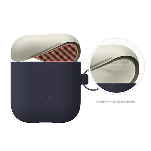 Elago Airpods Silicone Duo Hang Case-Jeans Indigo/White, Yellow