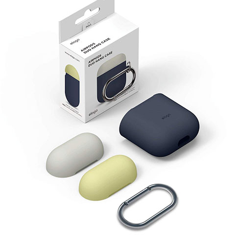 Elago Airpods Silicone Duo Hang Case-Jeans Indigo/White, Yellow