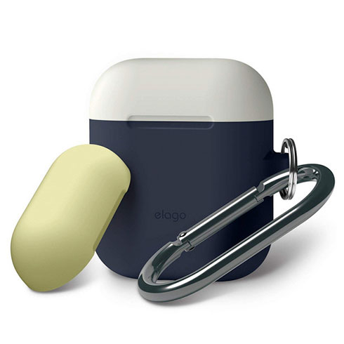 Elago Airpods Silicone Duo Hang Case-Jeans Indigo/White, Yellow