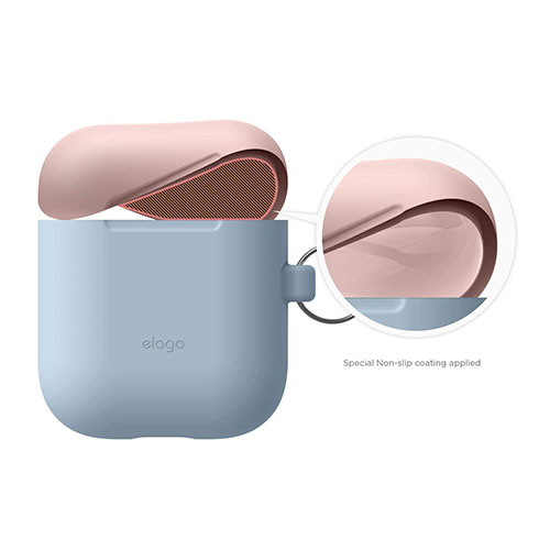 Elago Airpods Silicone Duo Hang Case - Pastel Blue/ Pink, White