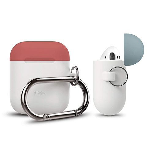 Elago Airpods Silicone Duo Hang Case - NightGlow/Italian Rose, Coral Blue