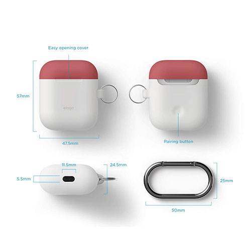 Elago Airpods Silicone Duo Hang Case - NightGlow/Italian Rose, Coral Blue